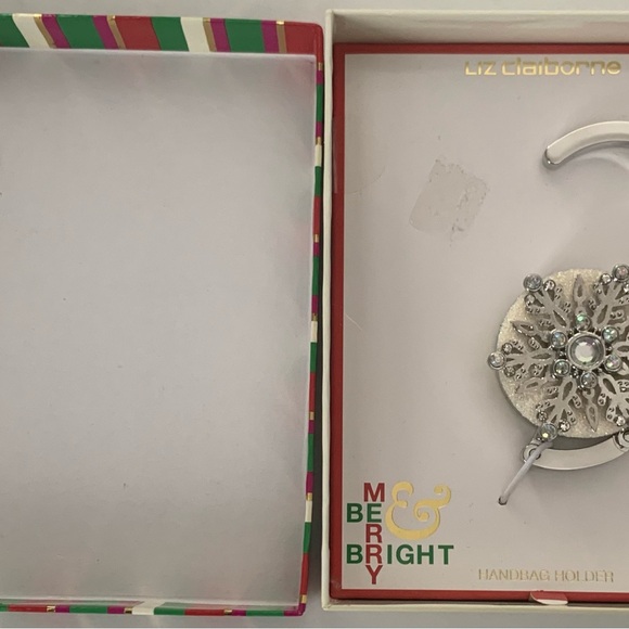 Liz Claiborne Silver Bag Hook with Crystal Snowflake - Picture 2 of 2